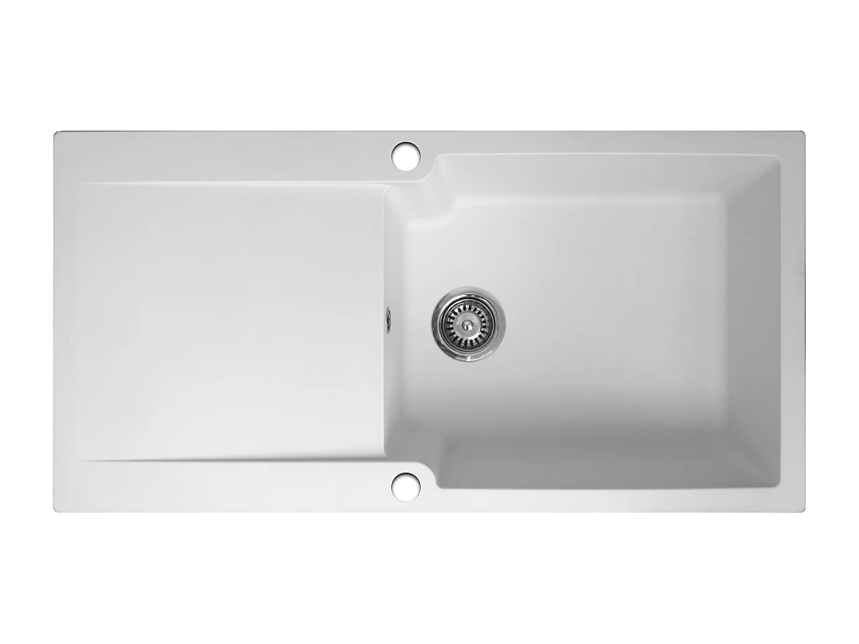 Lisse évier réversible 1 grande cuve 1 égouttoir en résine blanc - Essebagno