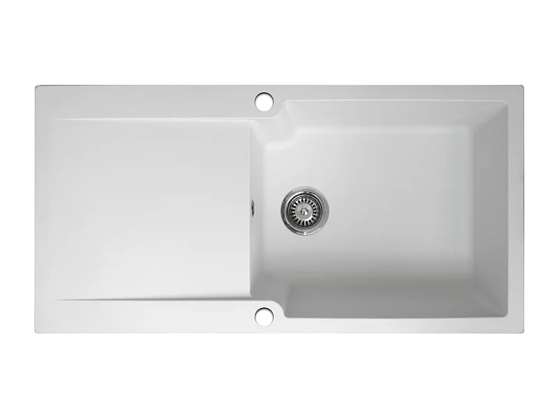 Lisse évier réversible 1 grande cuve 1 égouttoir en résine blanc - Essebagno