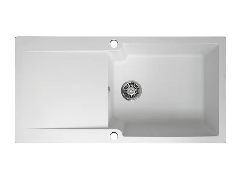 Lisse évier réversible 1 grande cuve 1 égouttoir en résine blanc - Essebagno