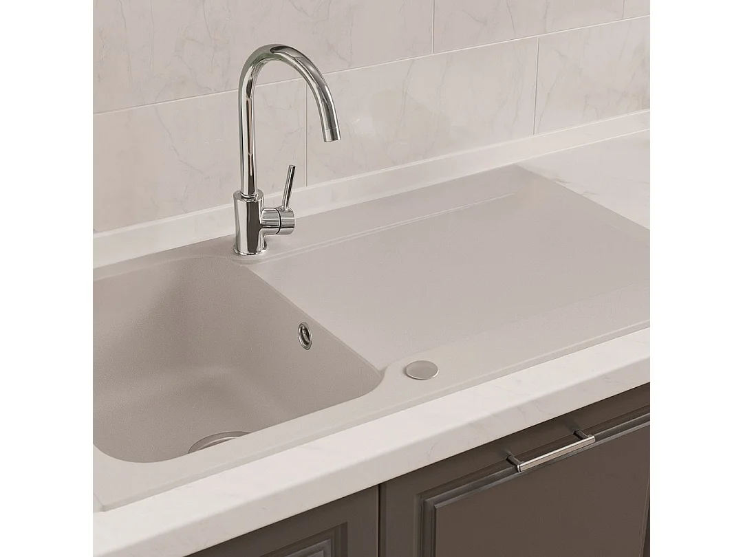 Lisse évier réversible 1 cuve 1 égouttoir en résine gris - Essebagno