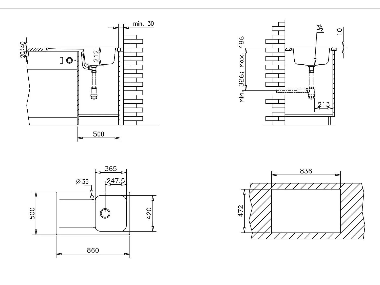 Lisse évier réversible 1 cuve 1 égouttoir en résine gris - Essebagno