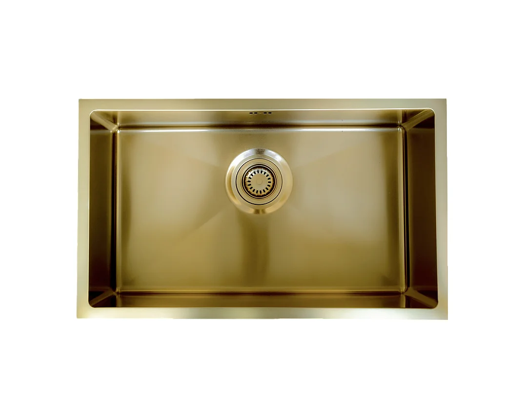 Luisa évier 1 grande cuve seule 76x45 en inox or brossé - Essebagno