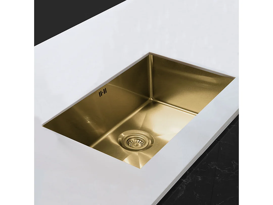 Luisa évier 1 grande cuve seule 76x45 en inox or brossé - Essebagno