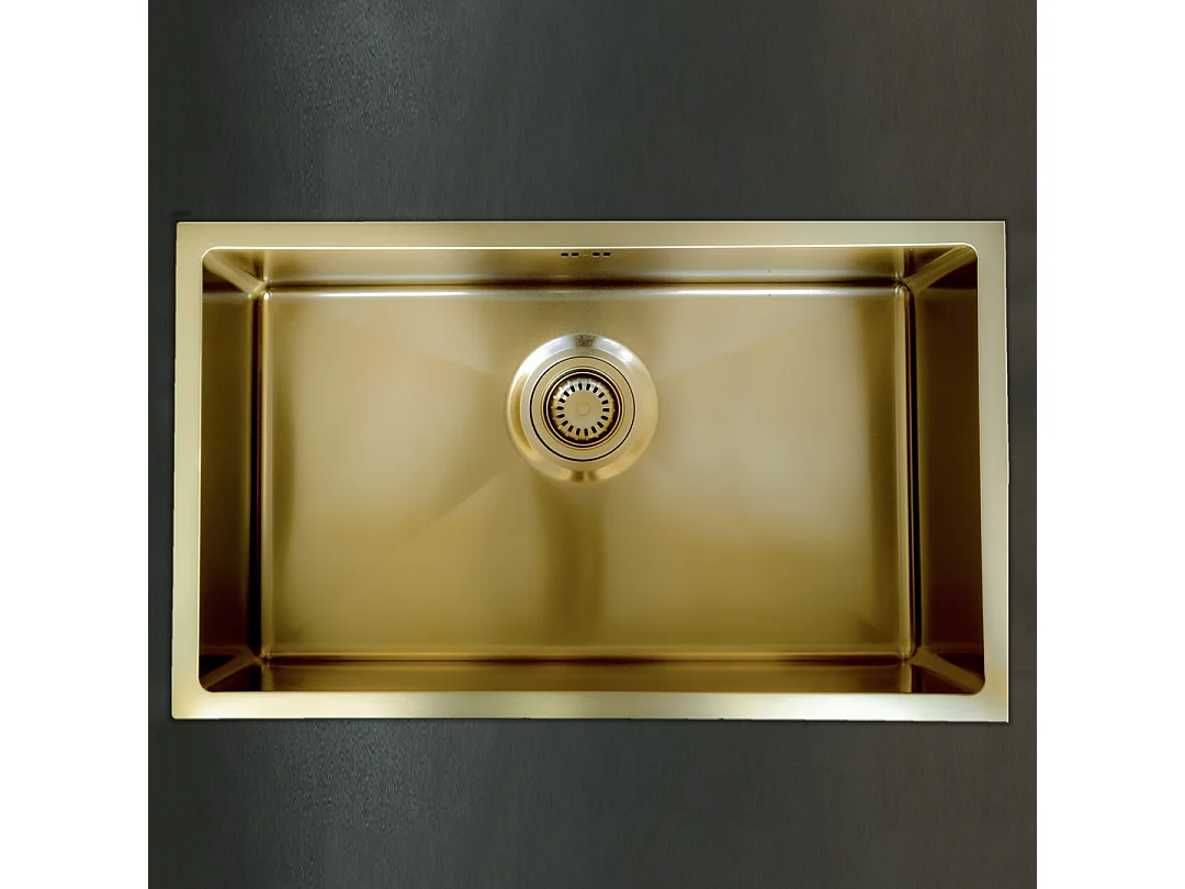 Luisa fregadero 1 cubeta grande 76x45 en acero inoxidable oro cepillado Essebagno