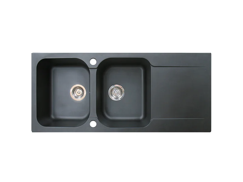 Lisse lavello reversibile 2 vasche 1 sgocciolatoio in resina nera Essebagno