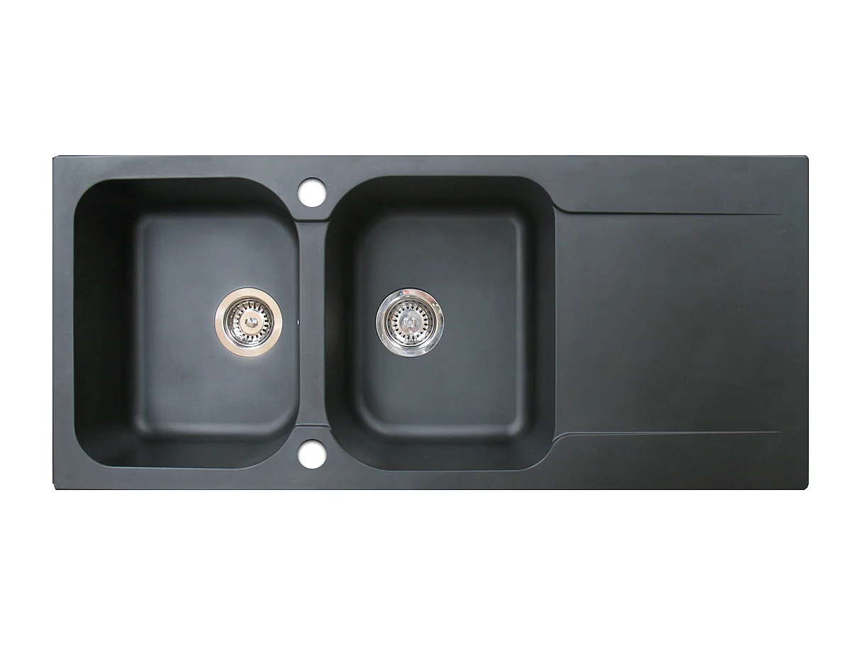 Lisse lavello reversibile 2 vasche 1 sgocciolatoio in resina nera Essebagno