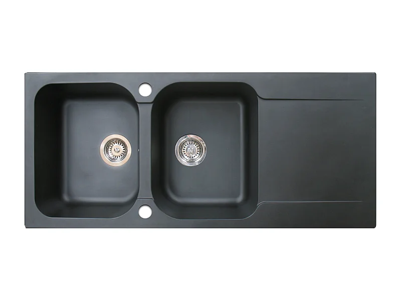 Lisse lava-loiça reversível 2 cubas 1 escorredor em resina preta Essebagno