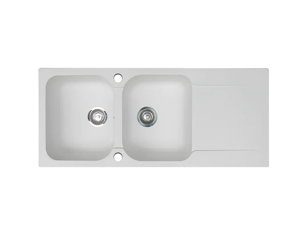 Lisse évier réversible 2 cuves 1 égouttoir en résine blanc - Essebagno