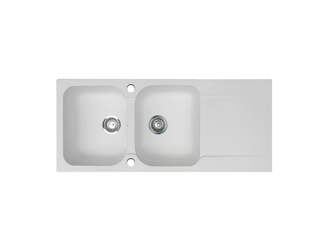 Lisse fregadero reversible 2 cubetas 1 escurridor en resina blanca Essebagno