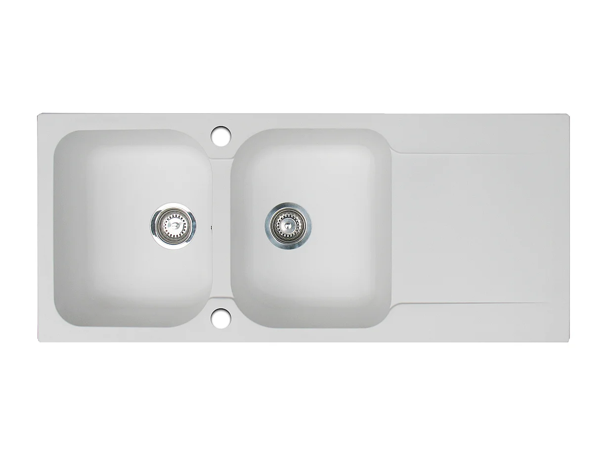 Lisse évier réversible 2 cuves 1 égouttoir en résine blanc - Essebagno