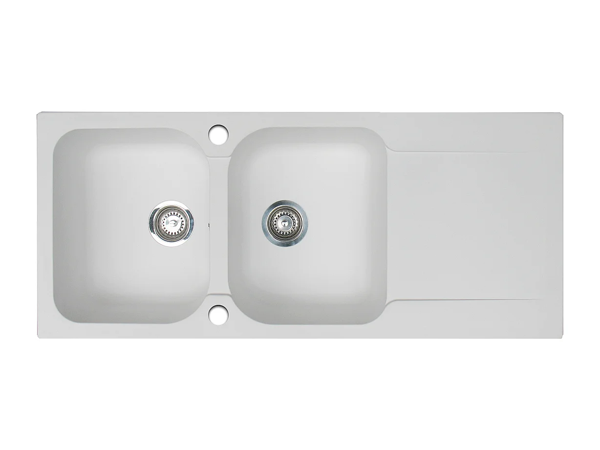 Lisse évier réversible 2 cuves 1 égouttoir en résine blanc - Essebagno