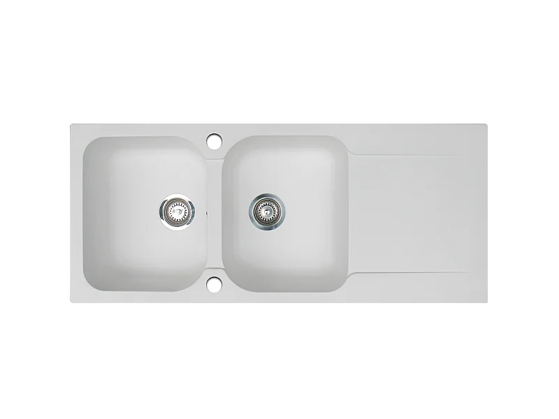 Lisse fregadero reversible 2 cubetas 1 escurridor en resina blanca Essebagno