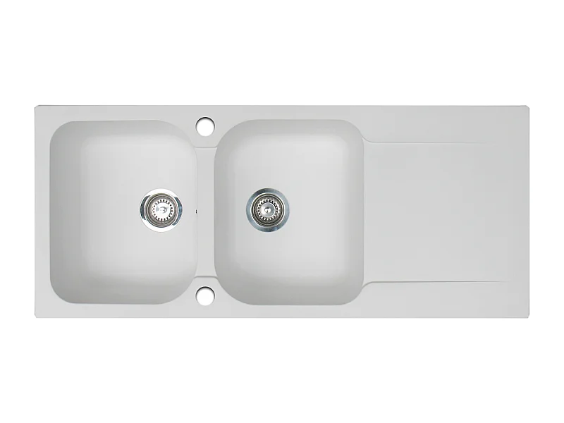 Lisse fregadero reversible 2 cubetas 1 escurridor en resina blanca Essebagno