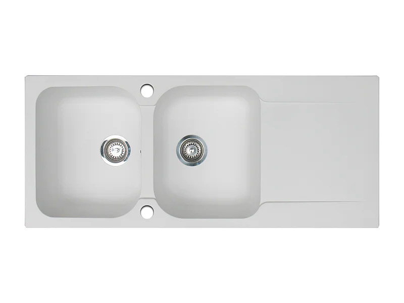 Lisse fregadero reversible 2 cubetas 1 escurridor en resina blanca Essebagno