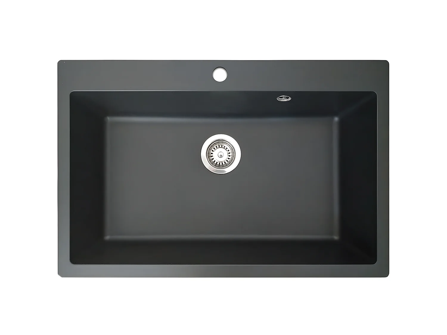 Sierra évier 1 grande cuve seule 76x50 en résine noir - Essebagno