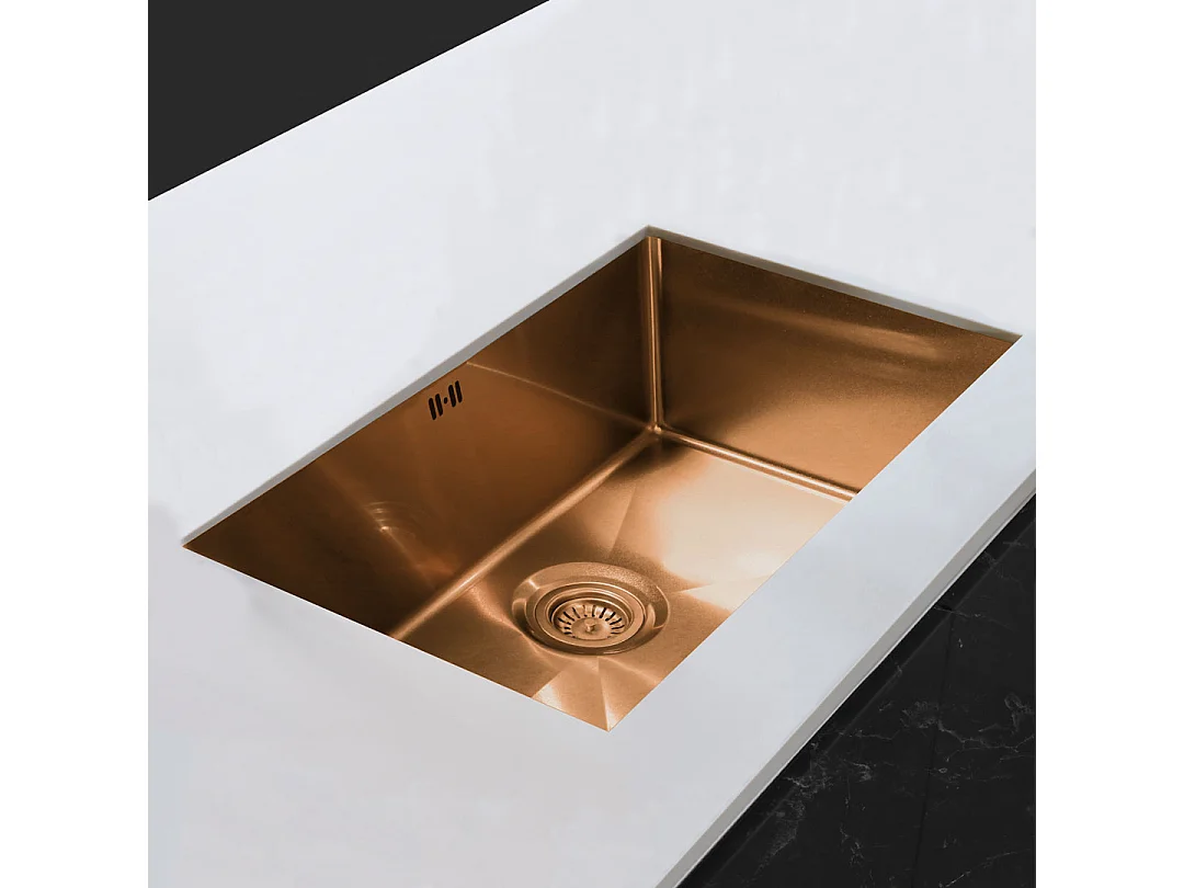 Luisa Spüle 1 großes Becken allein 76x45 aus Edelstahl Kupfer gebürstet Essebagno