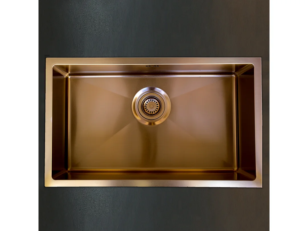 Luisa Spüle 1 großes Becken allein 76x45 aus Edelstahl Kupfer gebürstet Essebagno