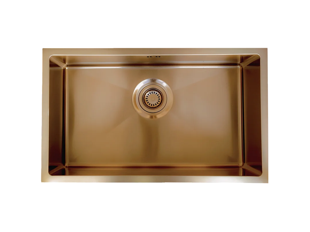 Luisa Spüle 1 großes Becken allein 76x45 aus Edelstahl Kupfer gebürstet Essebagno