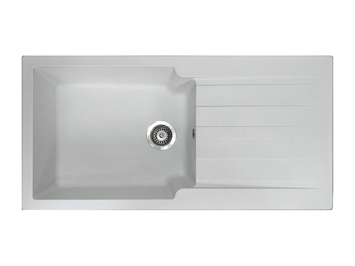 Sierra Fregadero de 1 cubeta grande con escurridor de resina blanco Essebagno