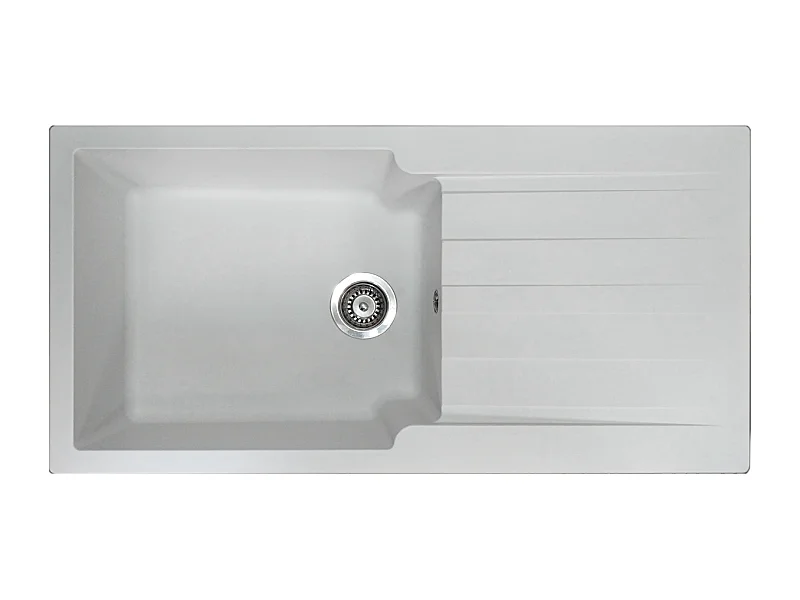 Sierra évier 1 grande cuve 1 égouttoir en résine blanc - Essebagno
