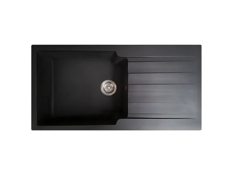 Sierra Spülbecken 1 großes Becken mit Abtropffläche aus schwarzem Kunststoff Essebagno