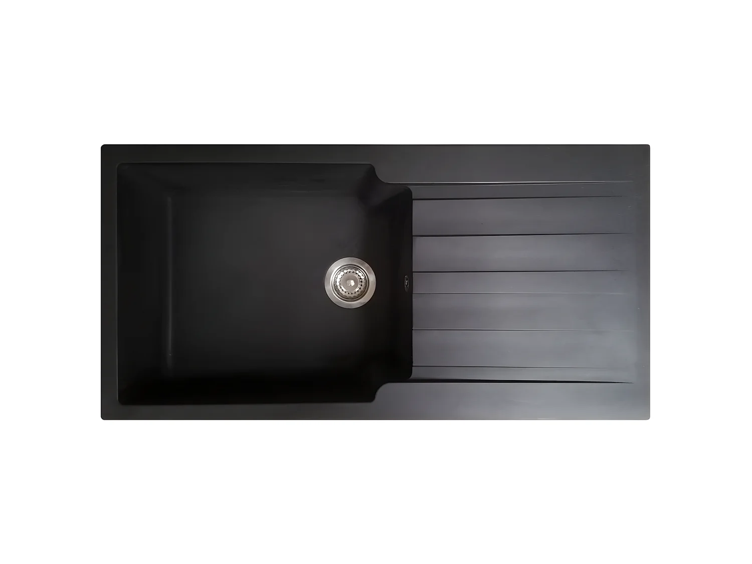 Sierra Spülbecken 1 großes Becken mit Abtropffläche aus schwarzem Kunststoff Essebagno
