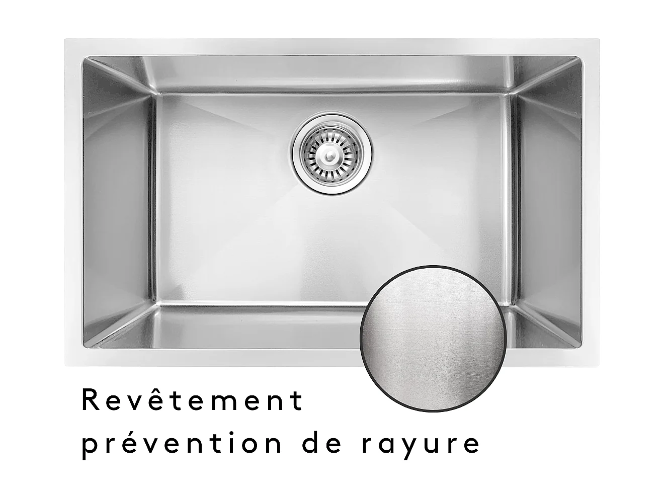 Luisa évier 1 grande cuve seule 76x45 en inox - Essebagno