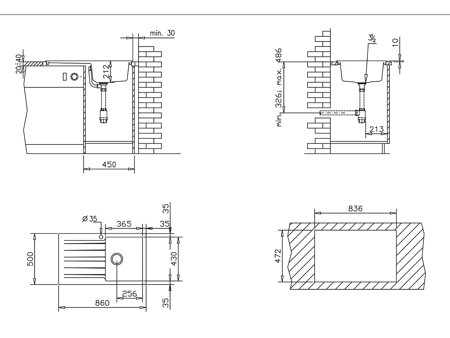 Sierra Spülbecken 1 Becken mit Abtropffläche aus schwarzem Kunststoff Essebagno