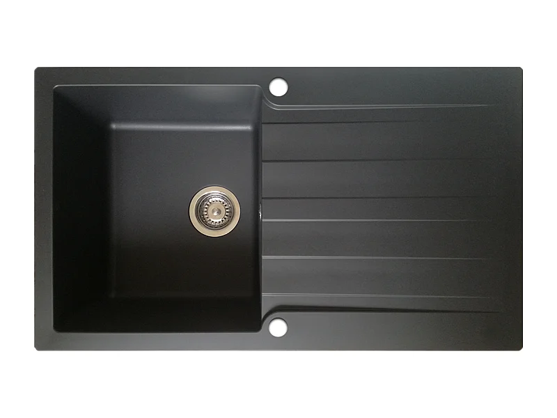 Sierra Pia com 1 cuba e escorredor em resina preta Essebagno