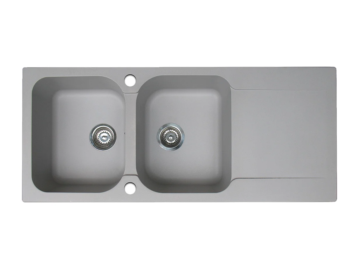 Lisse évier réversible 2 cuves 1 égouttoir en résine gris - Essebagno