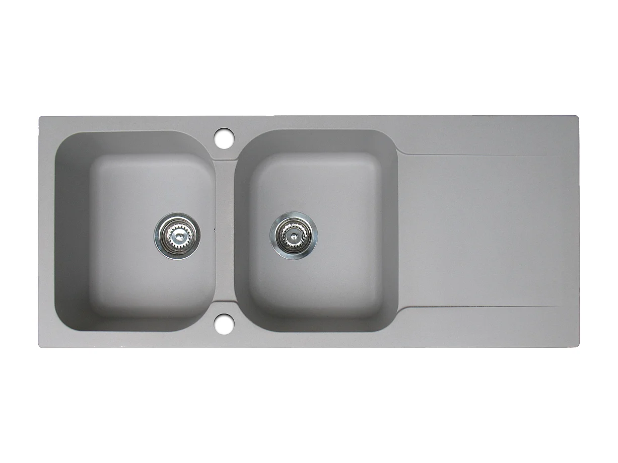 Lisse lava-loiça reversível 2 cubas 1 escorredor em resina cinzenta Essebagno