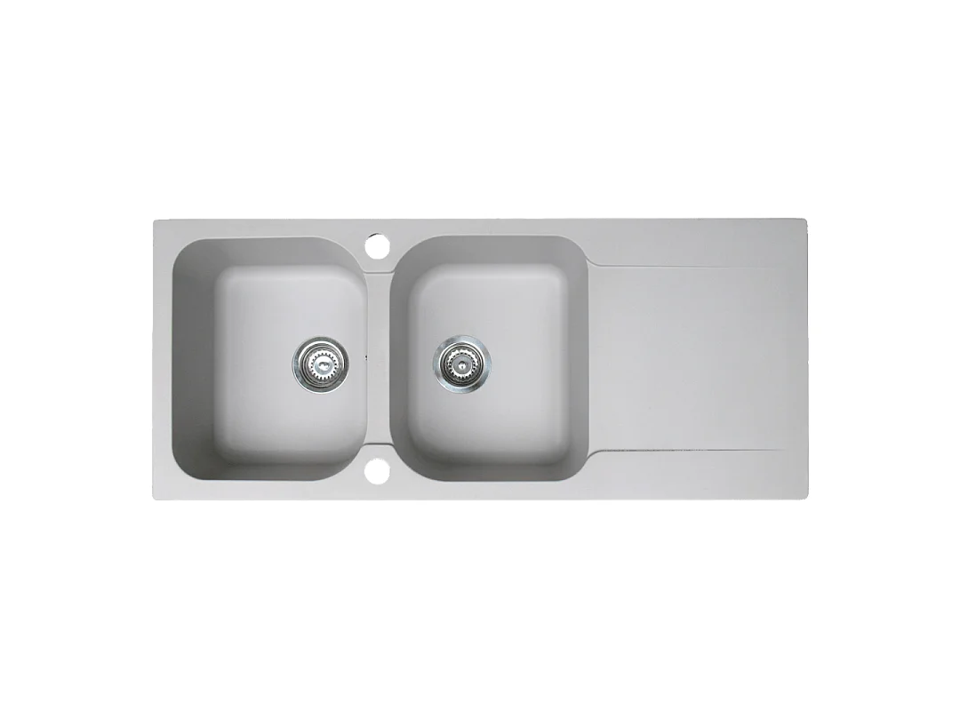 Lisse évier réversible 2 cuves 1 égouttoir en résine gris - Essebagno