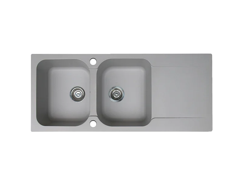 Lisse fregadero reversible 2 cubetas 1 escurridor en resina gris Essebagno