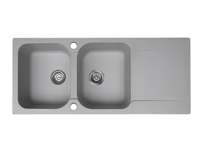 Lisse umkehrbare Spüle 2 Becken 1 Abtropfbecken aus grauem Kunstharz Essebagno