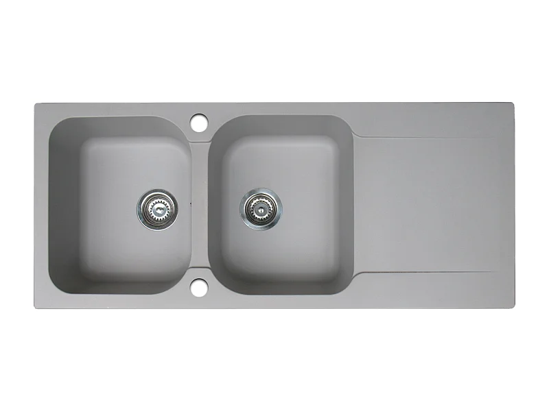 Lisse umkehrbare Spüle 2 Becken 1 Abtropfbecken aus grauem Kunstharz Essebagno