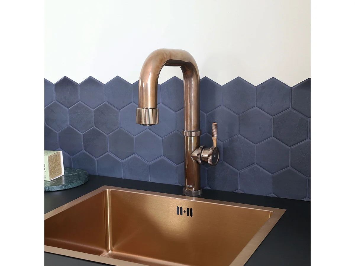 Luisa évier 1 cuve seule 55x45 en inox cuivre brossé - Essebagno