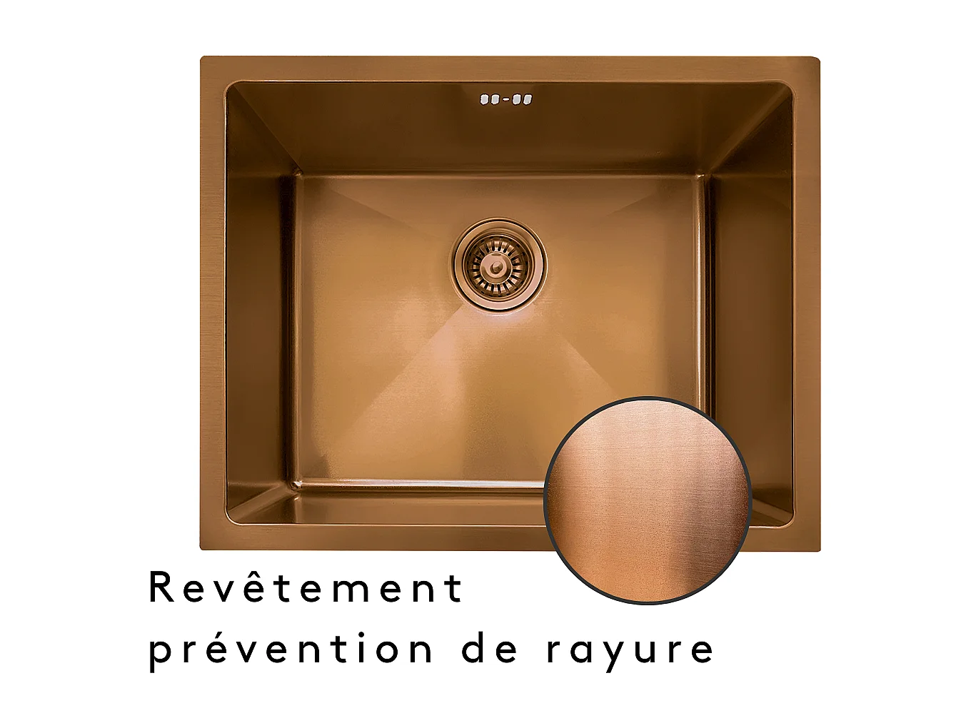 Luisa fregadero 1 cubeta 55x45 en acero inoxidable cobre cepillado Essebagno