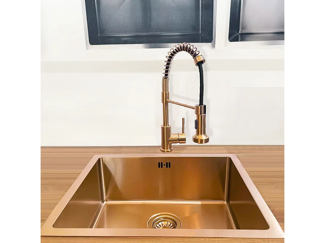 Luisa fregadero 1 cubeta 55x45 en acero inoxidable cobre cepillado Essebagno