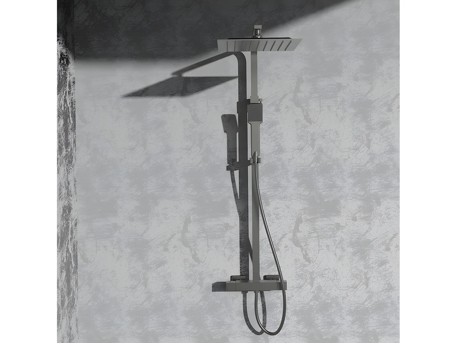 Quartos 300 Duschsäule grau gun metal mit Thermostat Essebagno