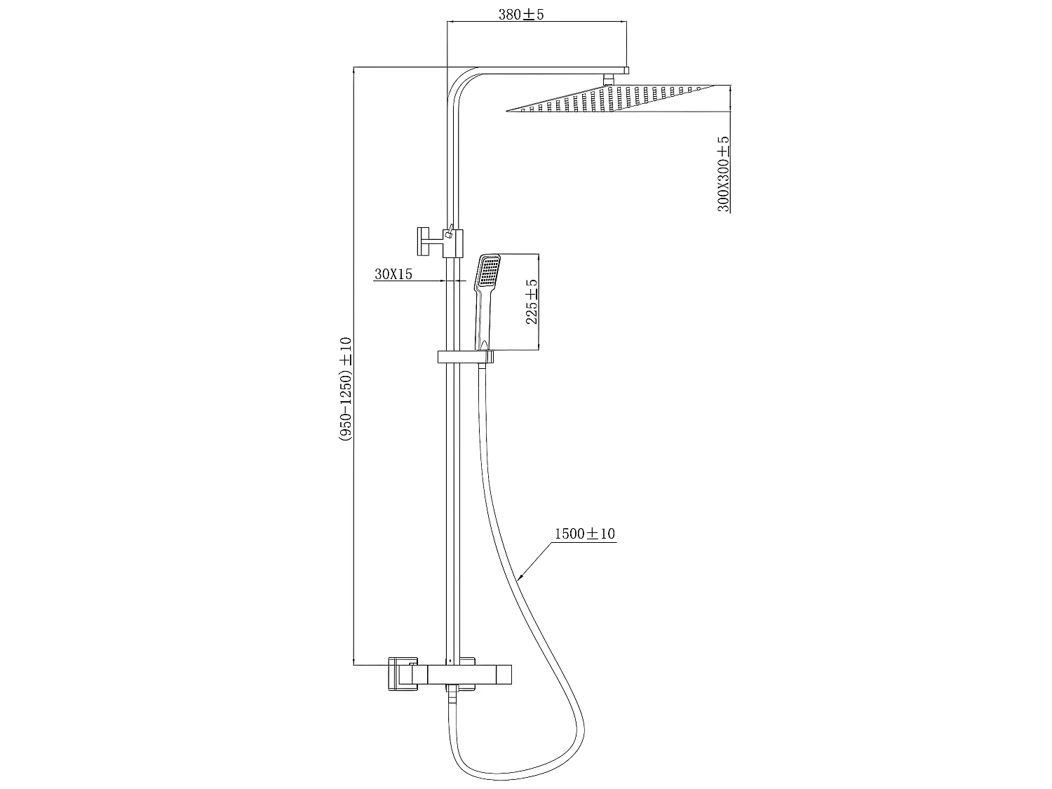 300 Columna de ducha Quartos gris gun metal con válvula termostática Essebagno