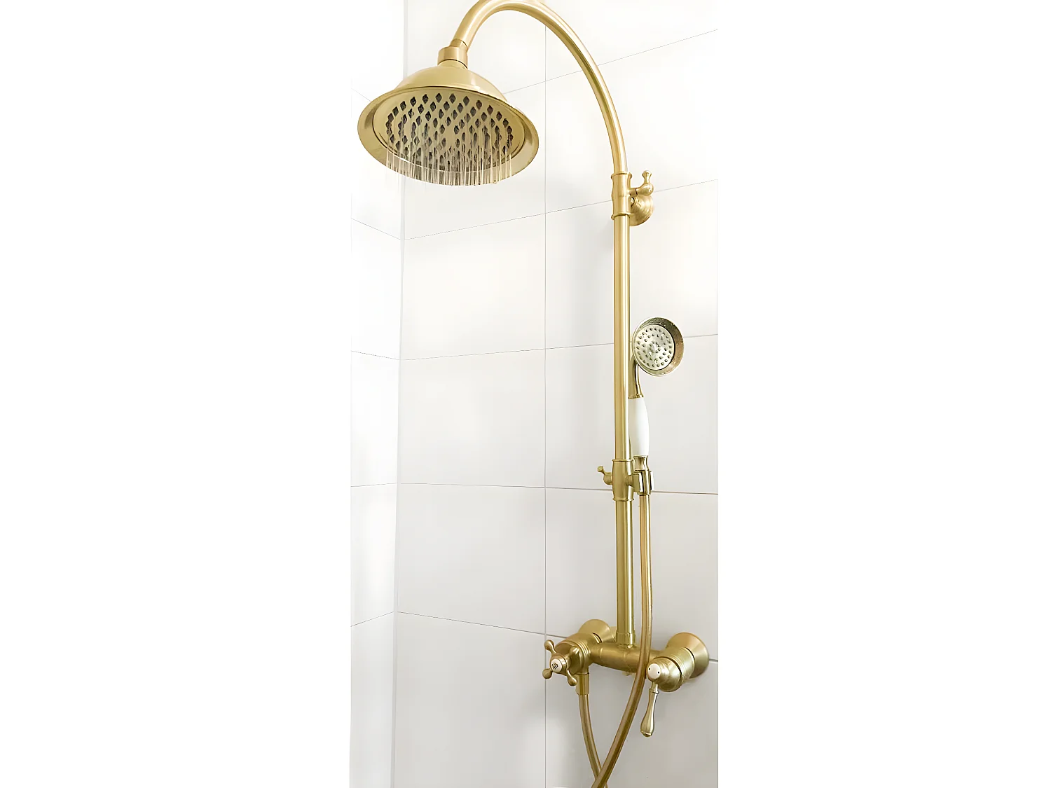 Leeds mechanische Retro-Duschsäule gebürstetem Gold Essebagno