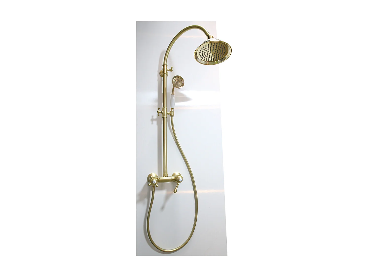 Leeds Columna de ducha mecánica retro oro cepillado Essebagno