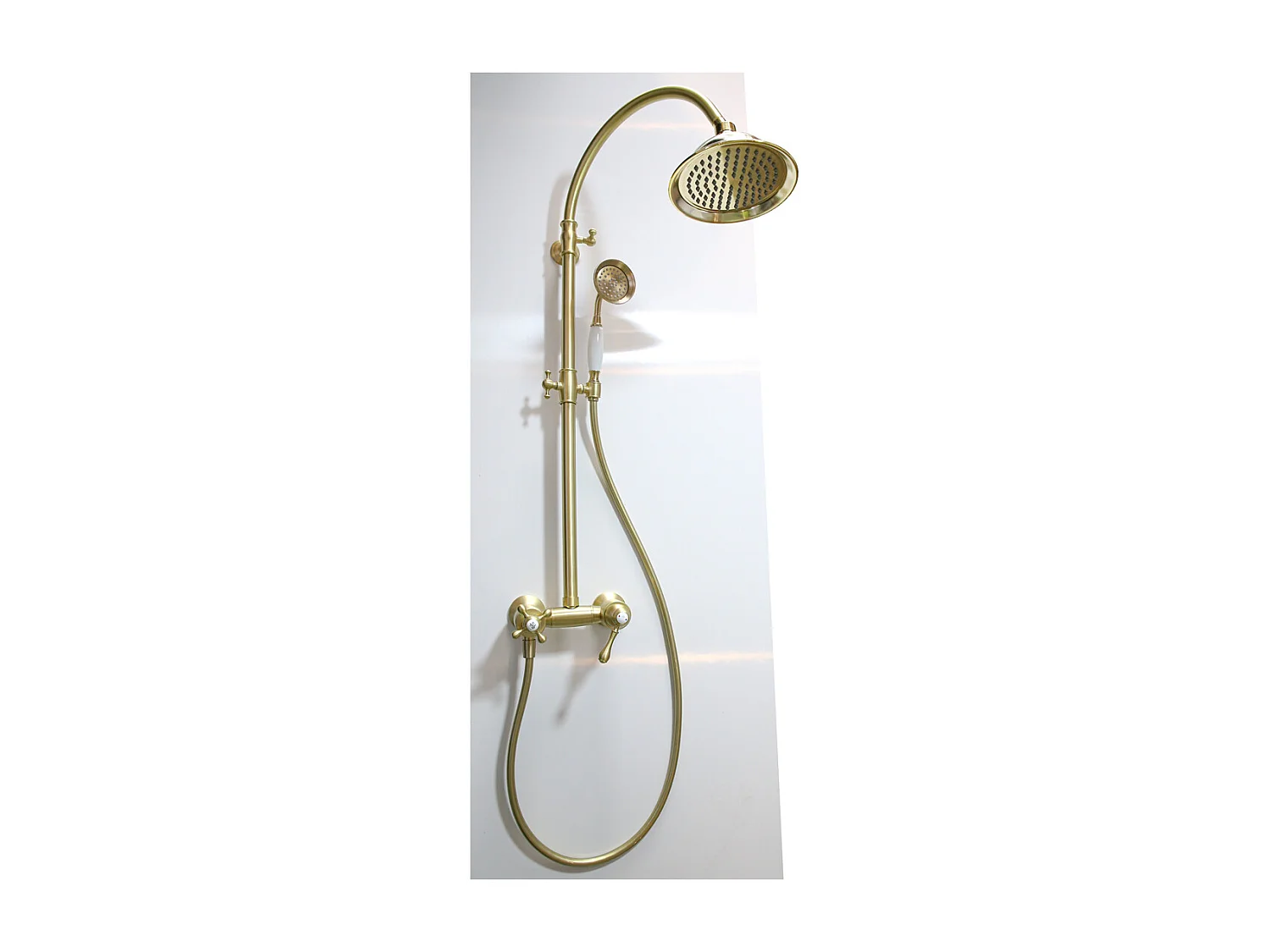 Leeds douchekolom mechanische retro geborsteld goud - Essebagno