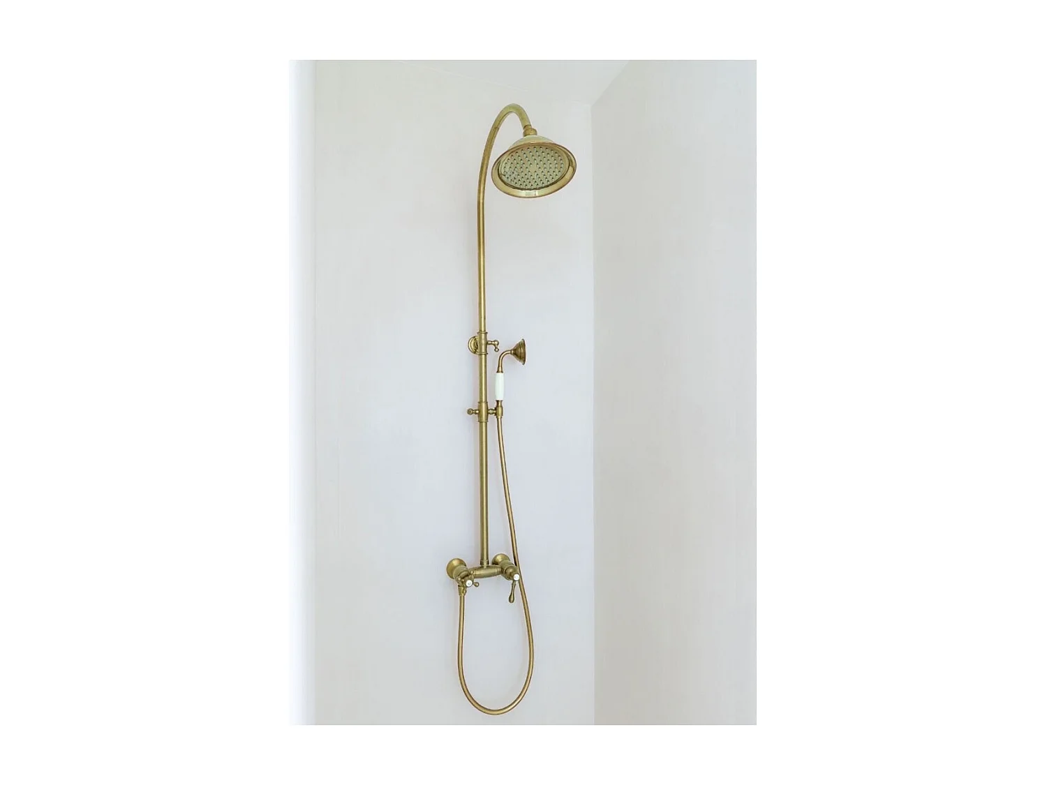 Leeds douchekolom mechanische retro geborsteld goud - Essebagno