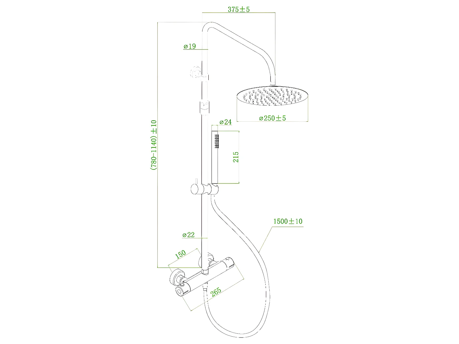 Luisa II Thermostat-Duschsäule weiß Essebagno