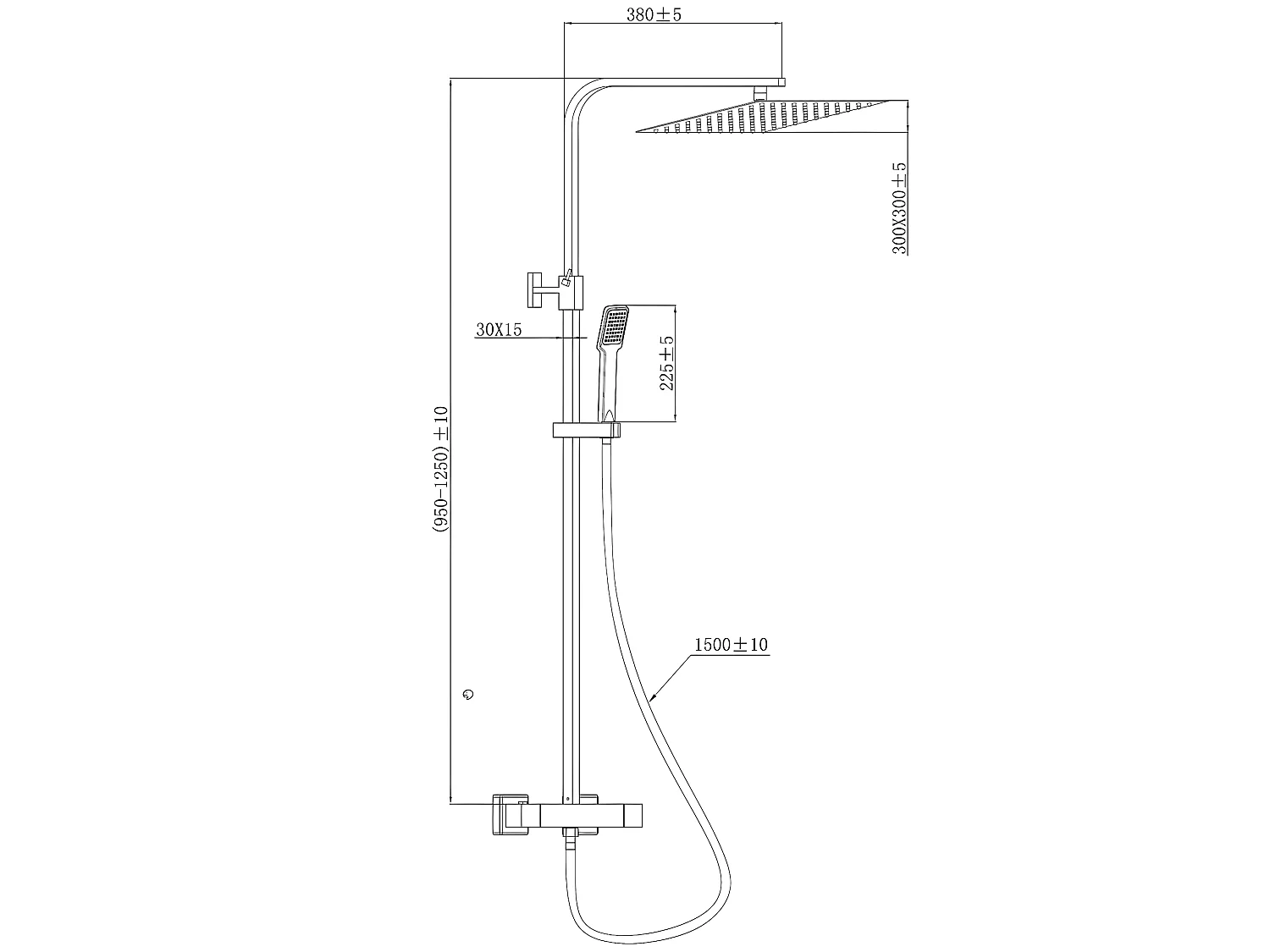 Quartos 300 columna de ducha cromada con termostato Essebagno