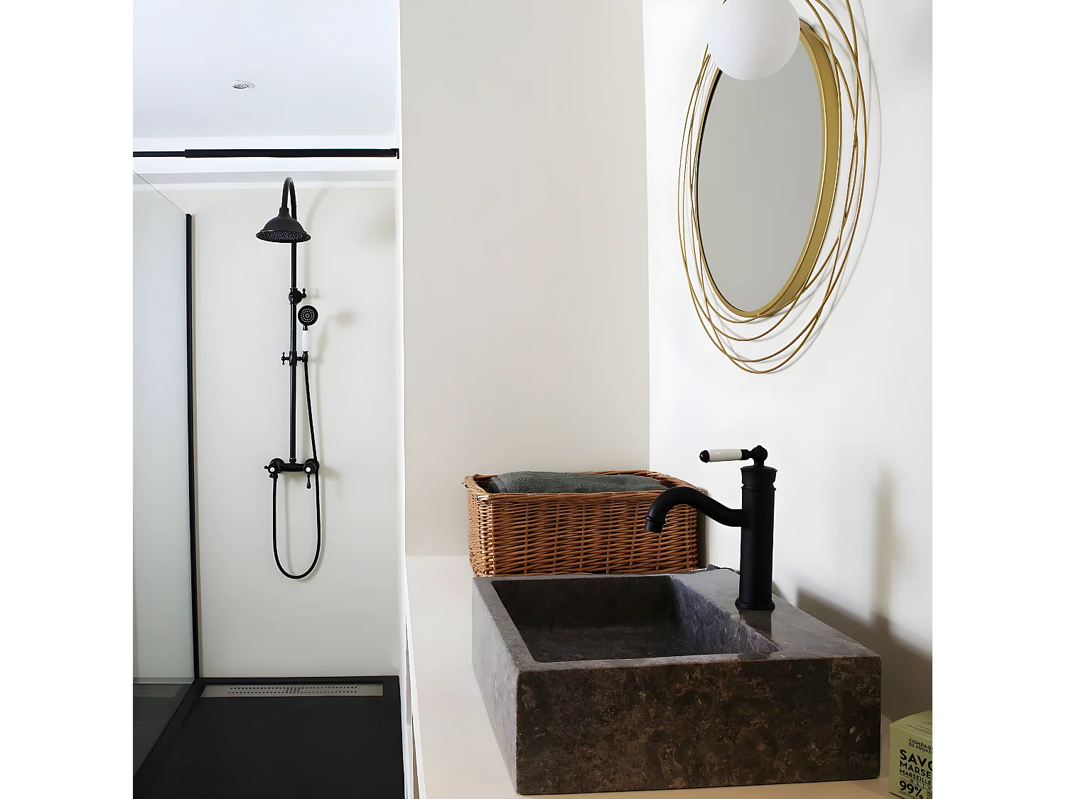 Leeds mechanische Retro-Duschsäule scharwz Essebagno