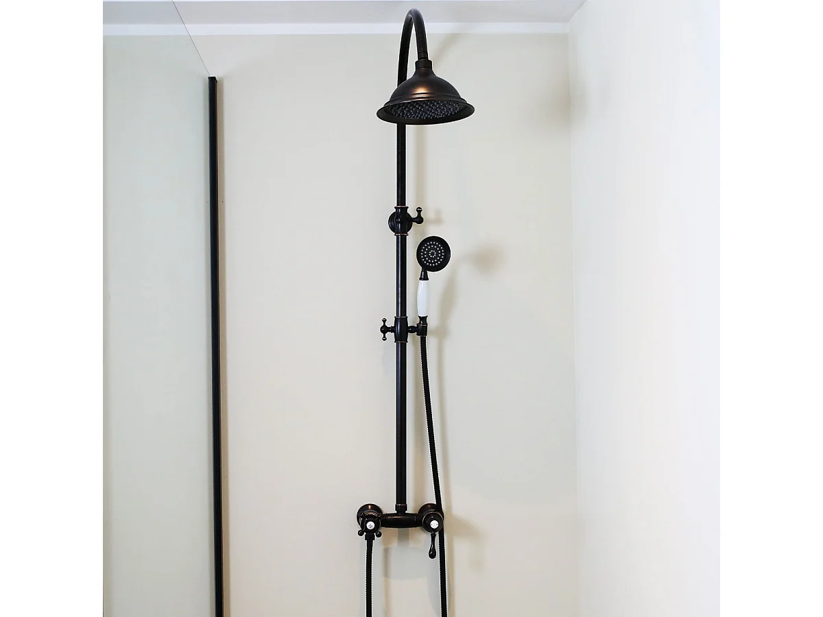 Leeds Columna de ducha mecánica retro negra Essebagno