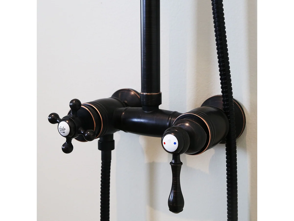 Leeds Columna de ducha mecánica retro negra Essebagno