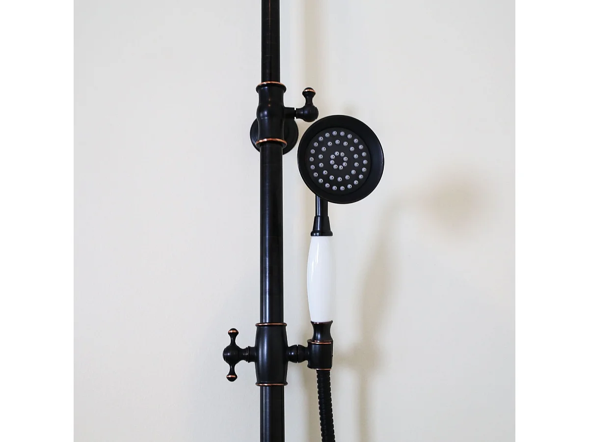 Leeds Columna de ducha mecánica retro negra Essebagno